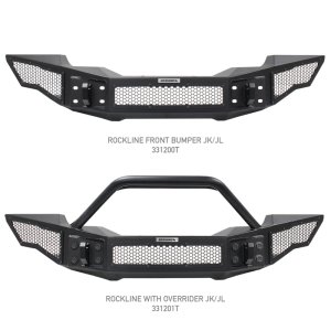 Jeep Wrangler Bumper - Front - Go Rhino - Rockline Full Width, Winch Ready - Textured Black - `07-`20